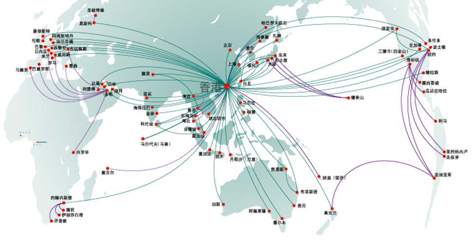 國泰航空貨運（cathay pacific cargo）航點，包括港龍貨運目的地