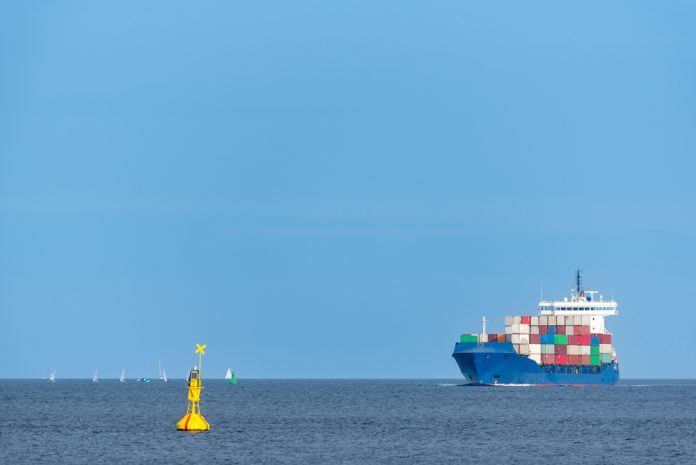 Containervessel,On,The,Baltic,Sea,Near,Kiel,,Germany